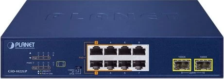 Planet GSD Rackmount Gigabit Switch, 8x RJ-45, 2x SFP, 180W PoE++