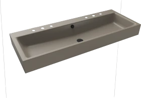 Kaldewei Puro Wand-Doppelwaschtisch 120x46cm mit Überlauf, 2x3 Hahnlochbohrung, Perl-Effekt, warm grey 60
