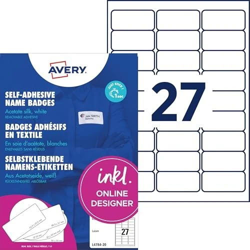 Avery-Zweckform Namensetiketten, 63.5x29.6mm, ablösbar, weiß, 20 Blatt (540 Etiketten)