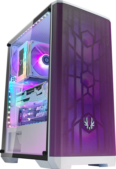 BitFenix Nova Mesh SE TG 4ARGB, weiß/violett, inkl. 4x Lüfter, Lüfter LED RGB, Glasfenster