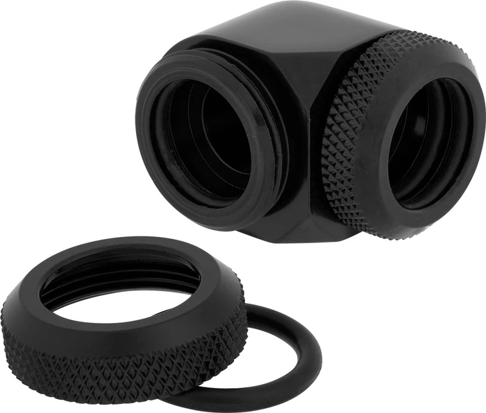 Corsair Hydro X Series XF Hardline, OD Fitting 90° 14mm, schwarz, 2er-Pack
