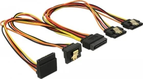 DeLOCK 15-Pin SATA Strom Stecker auf 4x 15-Pin SATA Strom Buchse, Adapterkabel, 2x gewinkelt, 30cm (60148)