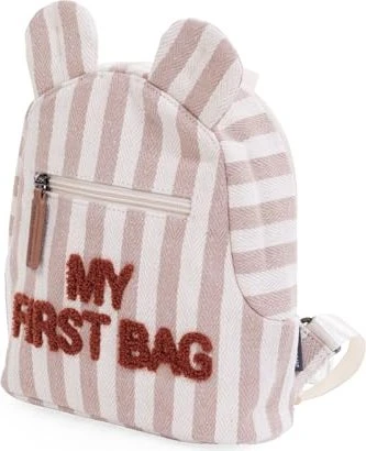 Childhome My first bag Streifen nude/terracotta Kindergartenrucksack