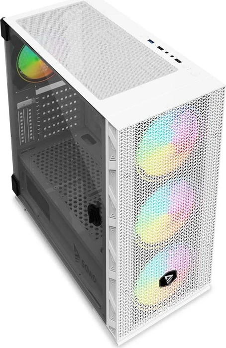 Savio Raptor X1 ARGB Mesh, weiß, Glasfenster