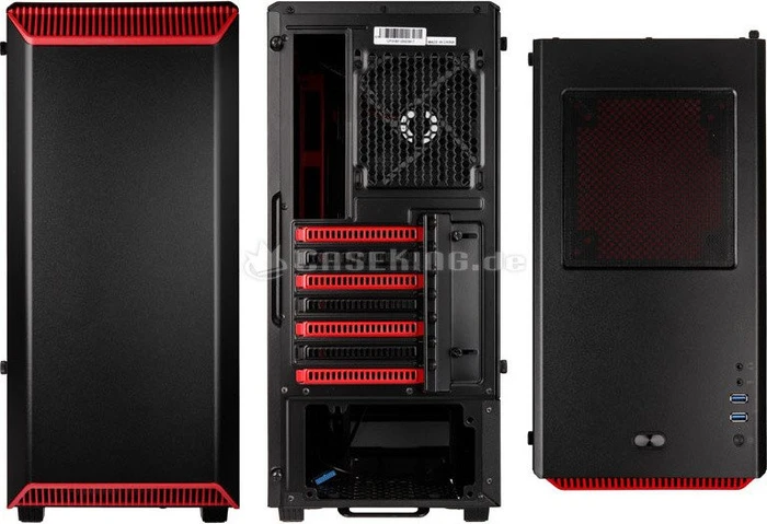 Phanteks Eclipse P300 schwarz/rot, Glasfenster