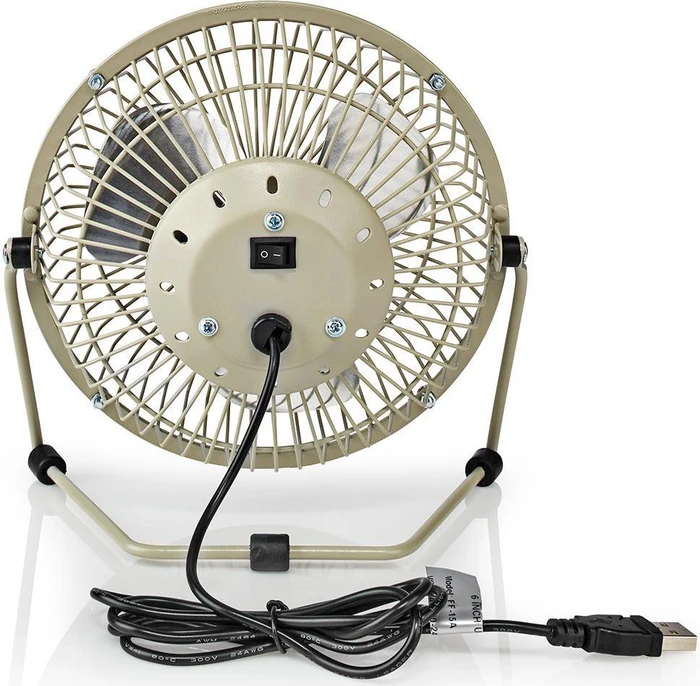 Nedis FNDK1GY15 USB Mini Tischventilator aus Metall 15cm grau