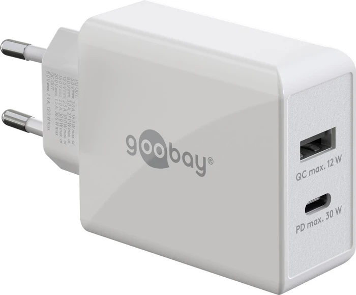 Wentronic Goobay USB-C PD Dual-Schnellladegerät 30W weiß
