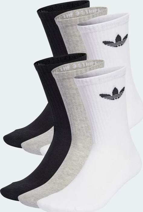 adidas Trefoil Cushion Crew Socken black/white/medium grey heather, 6 Paare