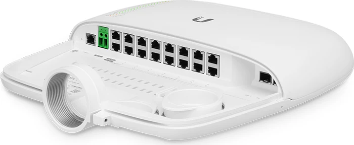 Ubiquiti EdgePoint Intelligent WISP Control Outdoor Wallmount Gigabit Managed Switch, 16x RJ-45, 2x SFP+, passiv PoE PD