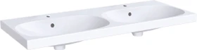 Geberit Acanto Doppelwaschtisch 120x48cm, Hahnloch mittig, mit Überlauf, weiß/KeraTect