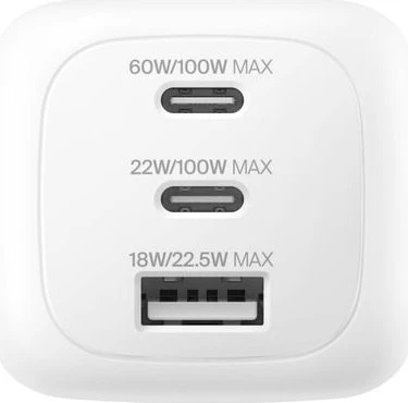 Belkin BoostCharge Pro 3-Port-GaN-Ladegerät (100W) weiß