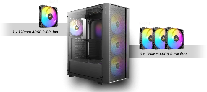Antec AX65 ARGB, schwarz, Glasfenster