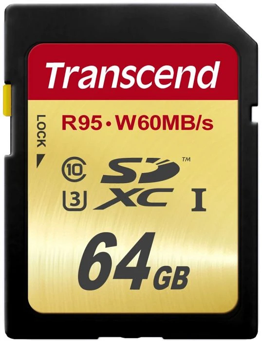Transcend R95/W60 64GB, UHS-I U3, Class 10