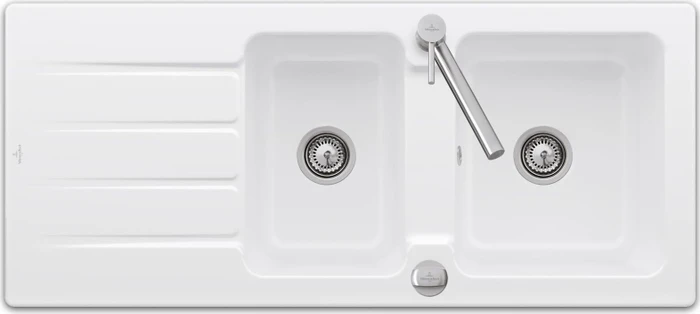 Villeroy & Boch Architectura 1160x510mm Einbau Becken reversibel mit Ablauffernbedienung stone white
