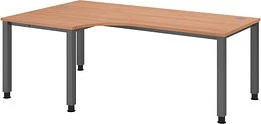 Hammerbacher Ergonomic Plus Q-Serie VQS82/N Eckschreibtisch 200x120cm Nussbaum/silber
