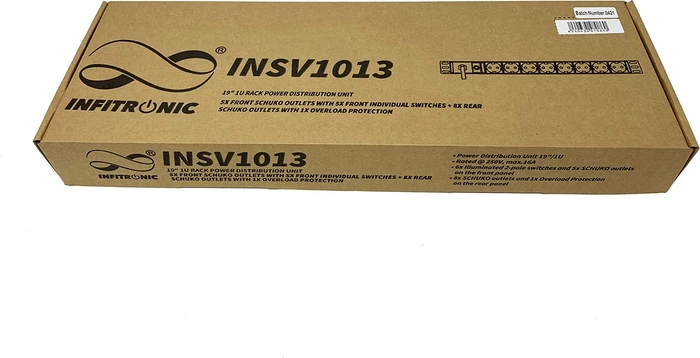 Infitronic 19" PDU Steckdosenleiste, 1HE, 13-fach, 250V, schwarz, 2m