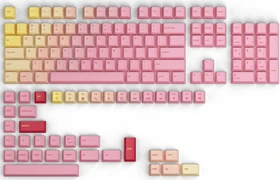 Glorious GPBT Keycaps, Kunststoff (PBT), Pink Grapefruit, rot/rosa/gelb, 143 Tasten (104+39), ANSI-US