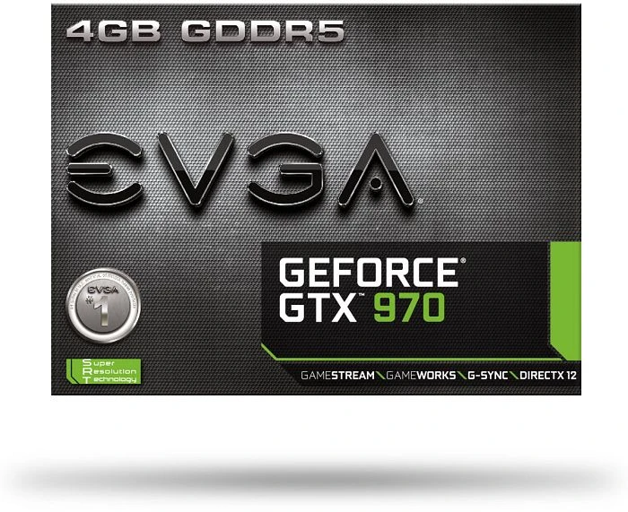 EVGA GeForce GTX 970, 4GB GDDR5, 2x DVI, HDMI, DP