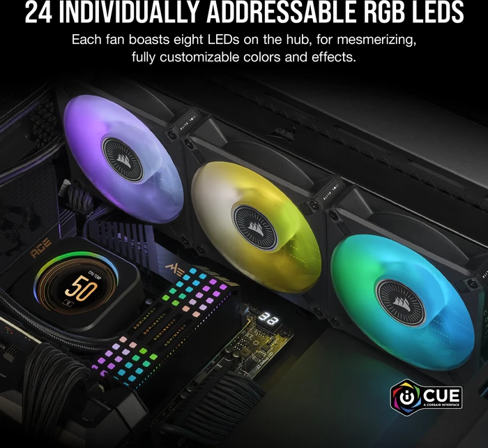 Corsair ML Series iCUE ML120 RGB Elite Triple Fan Kit, schwarz, LED-Steuerung, 120mm, 3er-Pack
