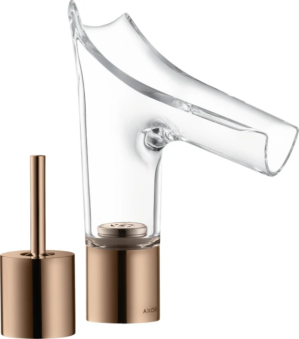 Hansgrohe Axor Starck V 110 2-Loch Waschbeckenarmatur mit Glasauslauf polished red gold