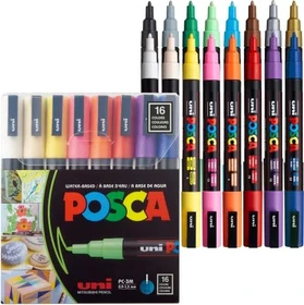 Uni-Ball POSCA PC-3M Acrylmarker Basisfarben sortiert, 16er-Set