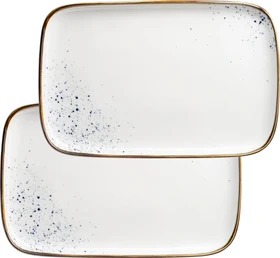 Mäser Pintar Servierplatten 30x20cm beige/blau, 2 Stück