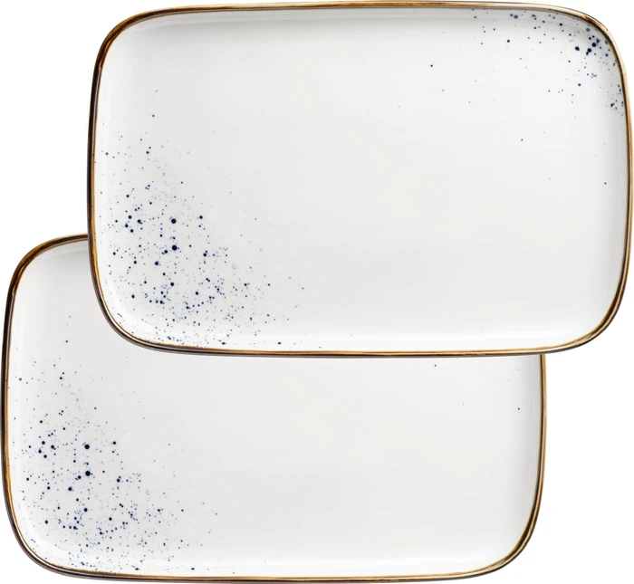 Mäser Pintar Servierplatten 30x20cm beige/blau, 2 Stück