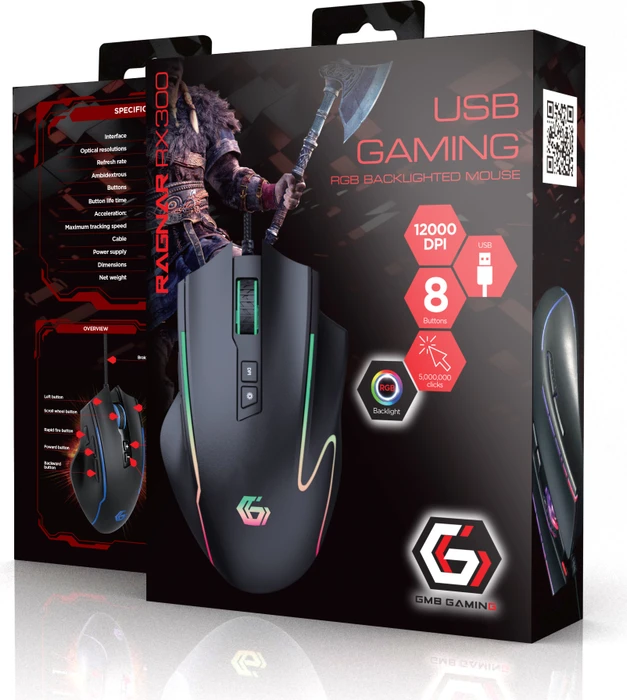Gembird Ragnar RX300 RGB Gaming Mouse schwarz, USB