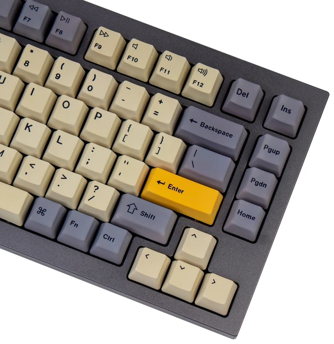Keychron Q1/Q2/K2 OEM Dye-Sub Keycap-Set Wheat Gray, Kunststoff (PBT), Wheat Gray, gelb/grau/beige, 97 Tasten (83+14), ANSI-US