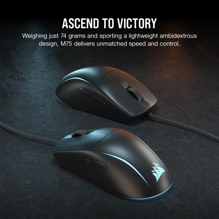 Corsair M75 Lightweight RGB Gaming Mouse, schwarz, USB