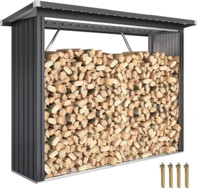 Outsunny Brennholzregal 213x66.5x150cm dunkelgrau