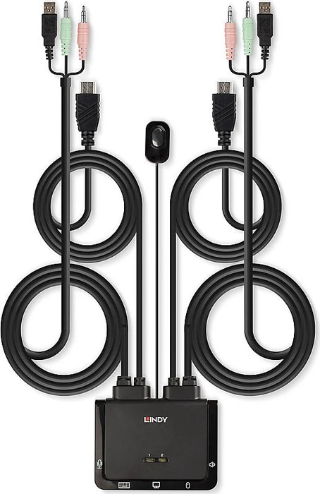 Lindy 2-fach KVM-Switch, HDMI 18G, USB 2.0, Audio