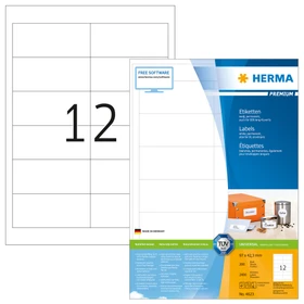Herma Etiketten Premium, 97x42.3mm, weiß, matt, 200 Blatt (2400 Etiketten)