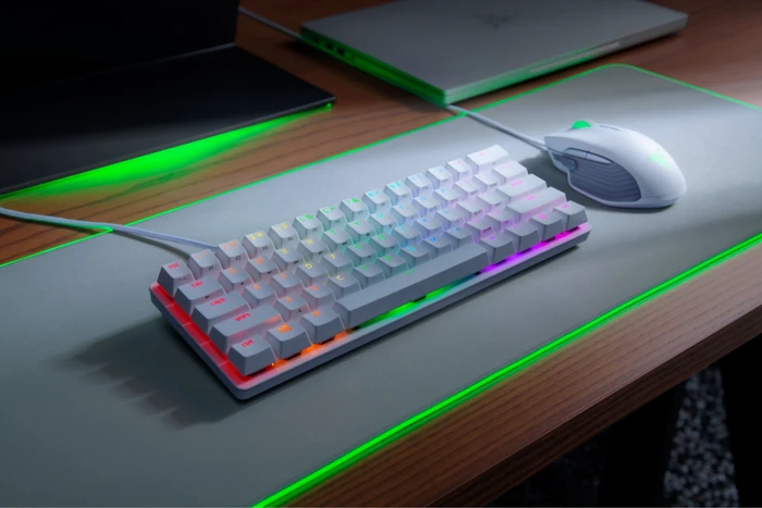Razer Huntsman Mini, Mercury White, Razer Linear Optical RED, USB, DE