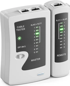 deleyCON Netzwerk-Kabeltester für RJ45/RJ12/RJ11, grau