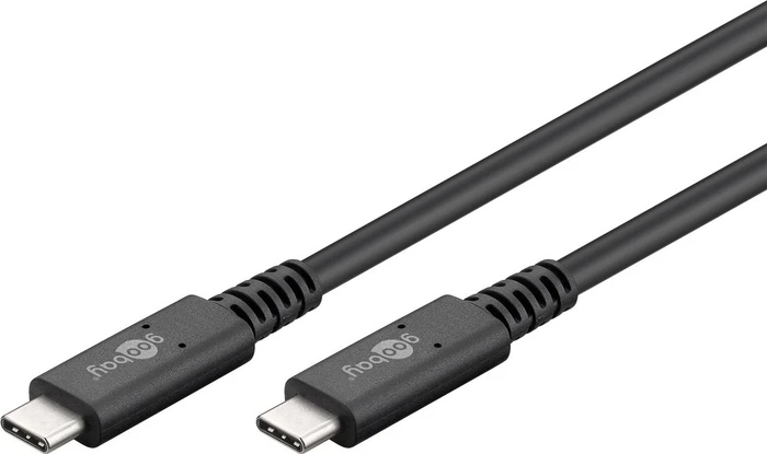 goobay USB-C Kabel, USB4 Gen3x2, 40Gb/s, 8K60Hz, 240W PD EPR, USB-C Stecker auf USB-C Stecker, schwarz, 0.7m