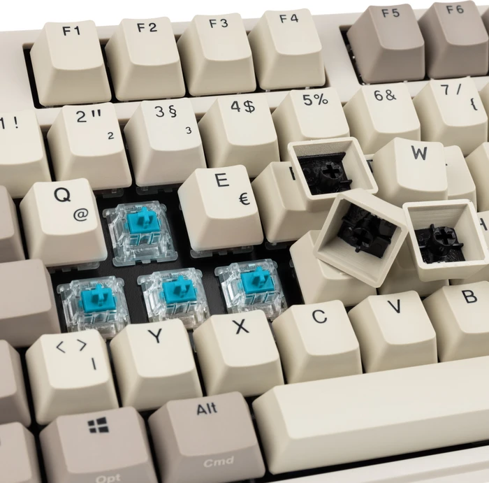 Ducky Origin Vintage, Retro grau, MX BLUE, USB, DE