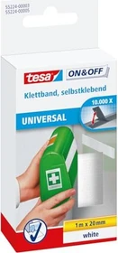 tesa On & Off Klettband weiß, Klettband, 20mm/1m, 1 Stück