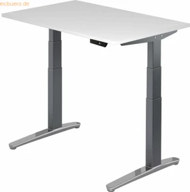 Hammerbacher Ergonomic Aktiv XBHM12 elektrisch höhenverstellbarer Sitz-Steh-Schreibtisch 120x80cm weiß/graphit