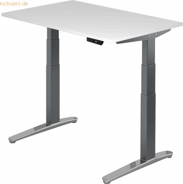 Hammerbacher Ergonomic Aktiv XBHM12 elektrisch höhenverstellbarer Sitz-Steh-Schreibtisch 120x80cm weiß/graphit