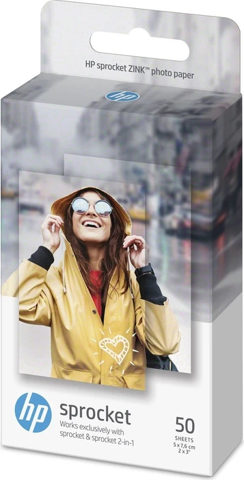 HP ZINK Sticker Fotopapier glänzend weiß, 50x76mm, 50 Blatt