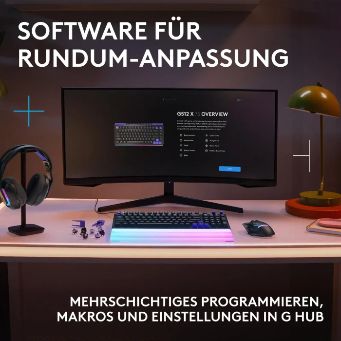 Logitech G512 X 98 TMR, schwarz, Dual-Swap analog/mechanisch, taktil, USB, DE