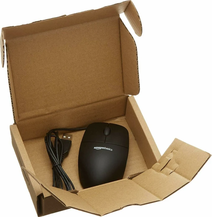 AmazonBasics Optische 3-Tasten Maus schwarz, USB