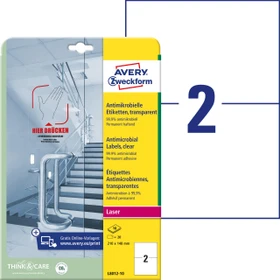 Avery-Zweckform Etiketten antimikrobiell, A5, wetterfest, transparent, 10 Blatt (20 Etiketten)