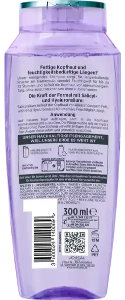 L'Oréal Elvital Hydra [Hyaluronic] Pure Entfettendes Shampoo, 300ml
