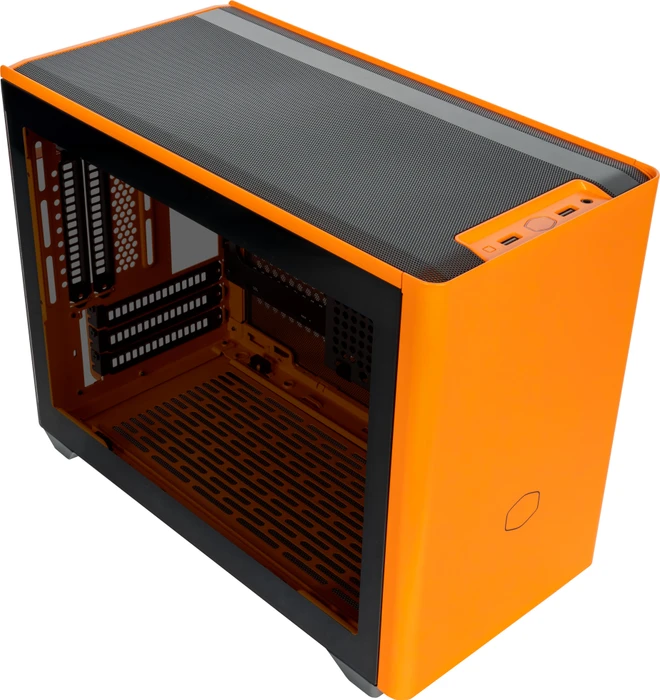 Cooler Master MasterBox NR200P Color Edition Sunset Orange, Glasfenster, Mini-ITX