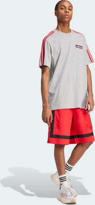 adidas Adicolor Adibreak T-Shirt kurzarm medium grey heather/better scarlet (Herren)