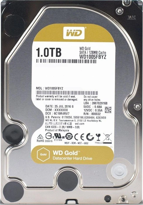 Western Digital WD Gold 1TB, 24/7, 512n / 3.5" / SATA 6Gb/s