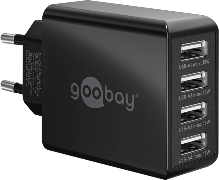 Wentronic Goobay 4-fach USB-Ladegerät 30W schwarz