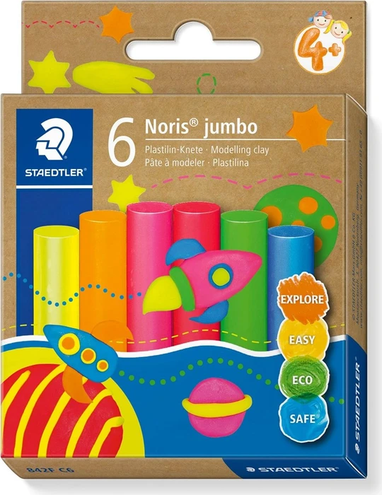 Staedtler Noris Jumbo 842 Plastilin Knete neon 6x 16.6g
